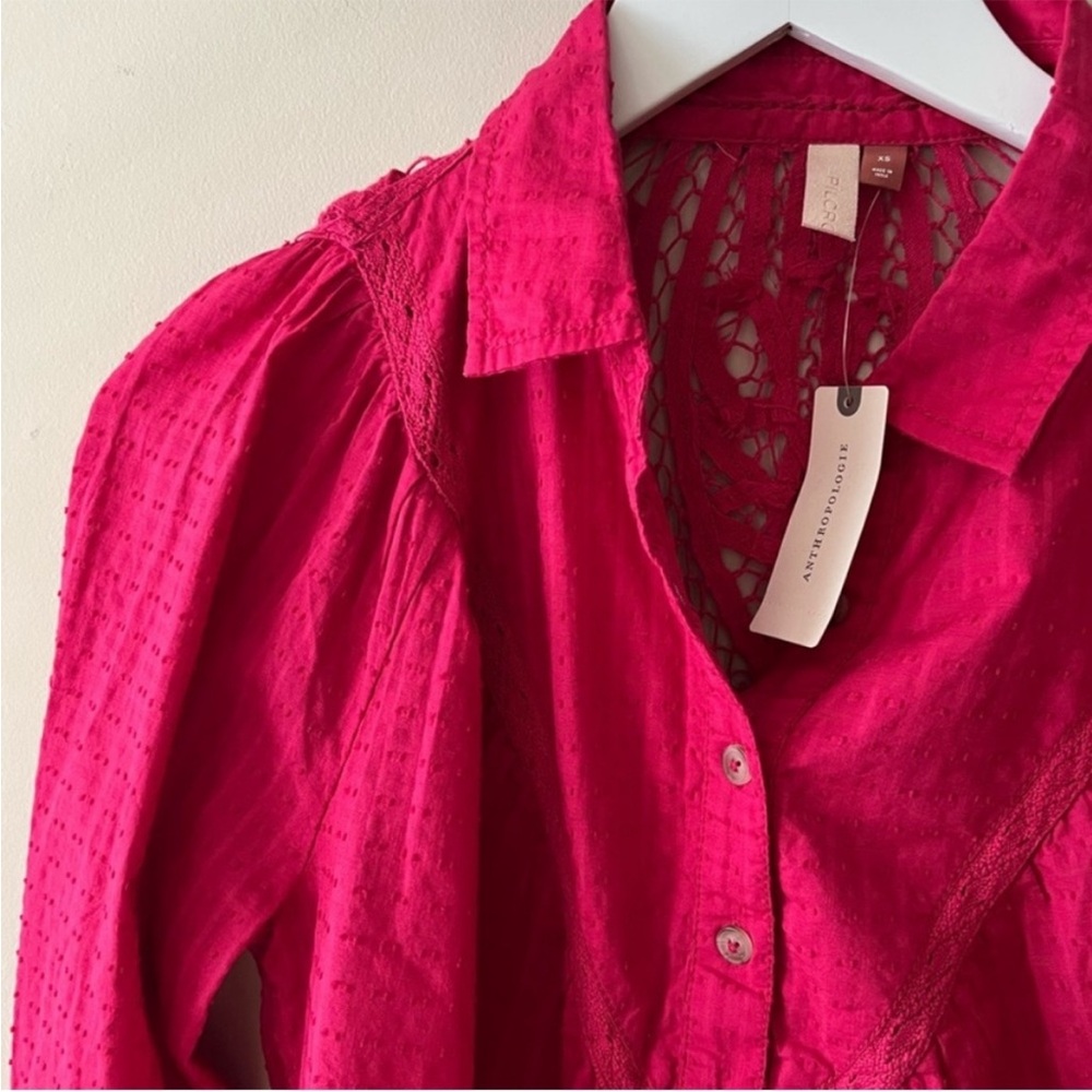 NWT Anthropologie Pilcro Lace Back Oversized Buttondown shirt XS - Picture 5 of 11